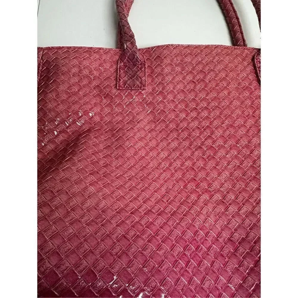 Pink Large Capacity PU Portable Shoulder Bag Tote